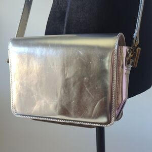 Madewell Metallic Silver Leather Crossbody Bag